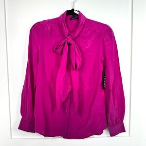 Marc Jacobs Magenta Silk Bow Tie Blouse Size Small 0 NWT